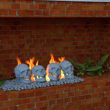 Happy canada day we're proud to be. Human Skull Gas Log For Indoor Or Outdoor Fireplaces Fire Pits Halloween Decor Gray