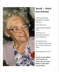 Bursill- Sheila nee Hateley) Sheila passed away peacefully