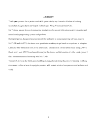 Through this exposure, students will have better understanding of engineering practice in. Pdf Industrial Training Report