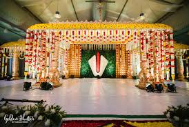 Beautiful Stage Decor For South Indian Wedding Flower Garland Hangings Indian Wedding Decorations Receptions Wedding Stage Decor Indian Wedding Decorations