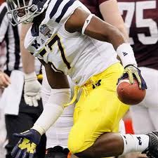 Michigan's frank clark celebrates an interception in last season's sugar bowl. Michigan Football S Frank Clark Suspended For Home Invasion Charge Sb Nation Detroit