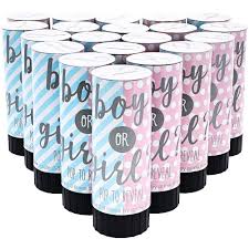 Blue pink gender reveal cannon party supplies biodegradable confetti launcher baby shower party popper confetti cannon. 20 Pack Baby Boy Gender Reveal Confetti Cannon Blue Mini Party Poppers Baby Shower Announcement 1 5 X 4 Inches Walmart Com Walmart Com
