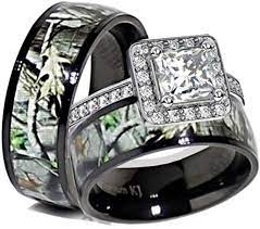 Amazon Com His Her Black Titanium Camo Sterling Silver Engagement Wedding Ring Set Size Me Camo Wedding Rings Camo Engagement Rings Camo Wedding Rings Sets