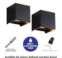 C Cattleya 2 -Pack 4-in H Matte Black Hardwired Integrated LED Outdoor Wall  Light