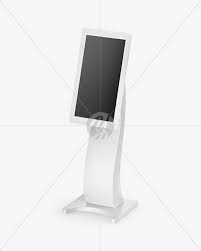 Information Kiosk Mockup Half Side View In Device Mockups On Yellow Images Object Mockups Information Kiosk Mockup Design Interactive Kiosk