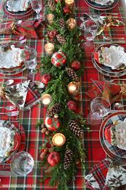 Plaid Tidings A Christmas Table With St Nick And A Natural Evergreen Table Runner Christmas Table Decorations Christmas Table Settings Christmas Centerpieces
