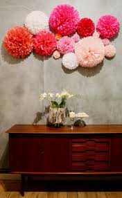 Pompom Wall Decoration In Our Showroom Http Www Pompomyourlife De Pom Tissue Paper Diy Flower Wall Flower Wall Decor Flower Wall