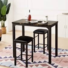 Maybe you would like to learn more about one of these? Buy Vecelo Bar Table Set With 2 Stools 3 Pieces Rectangular Kitchen Counter With Chairs Height Pub Tabletop For Dining Living Party Room Bistro Black Online In Turkey B09126wb92