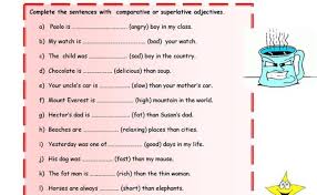 Download free printable comparative adjective worksheets and use them in class today. Free Esl Worksheets And Answer Keys For Comparatives Adjectives Superlative Games Comparative Activities Adjective That Compare Before Assigning This Lesson We Recommend Doing Our Lessons On Equative Comparative Superlative