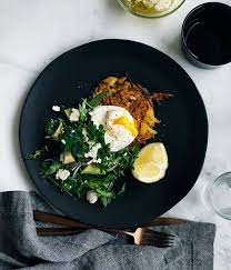 Pumpkin Rosti With Poached Egg And Mint Feta And Avocado Salad Recipe Feta Recipes Avocado Salad Recipes Recipes