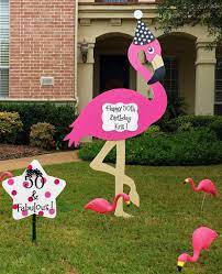 Ice cream cone birthday lawn display. Flamingo Sign Rental Sandhills Baby And Birthday Signs