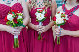 Red and white small wedding bouquets. Simple Red Rose Wedding Bouquet