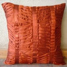 Amazon Com Rusty 12x12 Inches Throw Pillow Covers Silk Pillow Cover With Pintucks Bedding Bath Silk Pillow Cover Orange Throw Pillows Throw Pillows