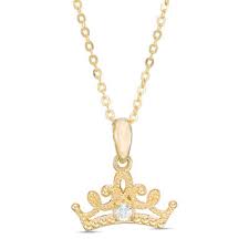 Disney's mickey mouse 14k gold birthstone stud earrings sale $50.00. Child S Disney Twinkle Princess Diamond Accent Beaded Tiara Pendant In 14k Gold 13 Zales