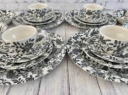 5 out of 5 stars. Churchill Black Peony Dinnerware Service For Four 20 Pieces Black And White Vintage Floral Chintz Dishes Microwave Dishwasher Safe England Black Peony Tea Pots Vintage White Vintage