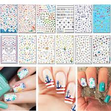 Fashion 3d diy nail designs. Amazon Com Tailaimei Summer Nail Decals Stickers 1500 Pcs Self Adhesive Tips Diy Nail Art Design Stencil 12 Large Sheets Beauty
