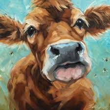 Cow Painting Original Impressionistic Oil Painting Of A Cow Etsy Canvas Painting Projects Farm Animal Paintings Cow Painting