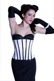 Black And White Vertical Striped Corset Sc80035 Shaper Corset White Satin Black Strip Corset Steel Boned Lace Up Bustier Read More At The Image Link Woman With Smallest Waist Casual Dresses Fashion
