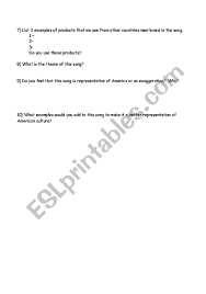 Check spelling or type a new query. English Worksheets American Saturday Night Lyrics Analysis