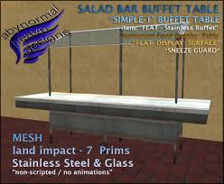 Check spelling or type a new query. Second Life Marketplace Buffet Table Simple1 Flat W Sneeze Guard Stainless Steel Salad Bar Mesh Furniture Kitchen Display Counter