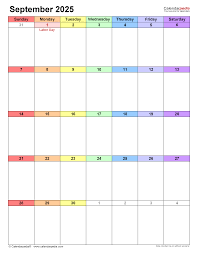 September 2025 Calendar | Templates for PDF, Excel and Word