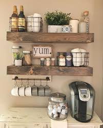 Evonne 2 Piece Pine Solid Wood Floating Shelf In 2020 Coffee Bar Home Farmhouse Kitchen Decor Bars For Home