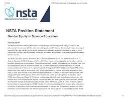 Please feel free to contact your regional staff for assistance. Pdf Nsta Position Statement Gender Equity In Science Education