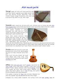 Selain sasando, gitar, kecapi, dan harpa juga termasuk alat musik kordofon. Alat Musik Petik