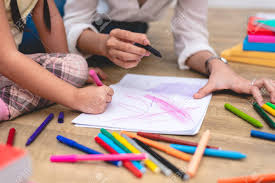 There are lots of fun things to draw on your hand. Closed Up Hands Of Mom Teaching Little Children To Drawing Cartoon Stock Photo Picture And Royalty Free Image Image 100904637