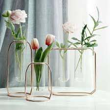 New high quality artificial silk magnolia roses fake flower arrangement a beautiful artificial flowers arrangement. Rose Gold Or Gold Individual Flower Vase Modern Frame Wedding Decor Wedding Decor Vases Plant Vase Flower Vases