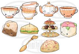 Kawaii Tea Party Clipart Tea Set Clipart Instant Download Etsy In 2021 Party Clipart Clip Art Tea Party