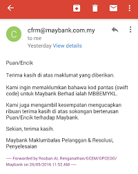 * *sekiranya anda ingin membuat aduan terhadap perkhidmatan kerajaan negeri pulau pinang, sila klik ke pautan ini. Luar Teko Maklum Balas Segera Daripada Pihak Maybank