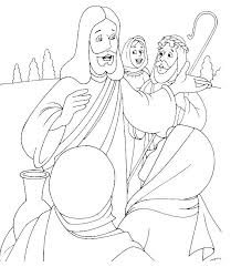 Jesus put his arms around them. Jesus Teaching In Parables Coloring Pages