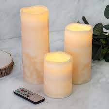 Set Of 3 Ivory Flameless Candles Battery Operated Led Pillar Candle Lights With Remote Timer 4 6 8 Led Pillar Candle Pillar Candles Led Candle Set