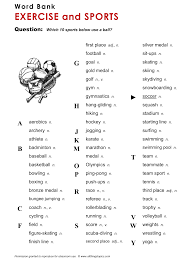Word Bank Exercise And Sports Supplementary Vocabulary Building Http Www Allthingstopics Com Exercise A Learn English Word Bank English Teaching Resources