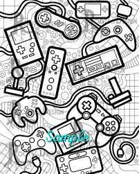 Video game pacman coloring pages. Instant Download Coloring Page Video Game Controllers Zentangle Inspired Doodle Art Gamer Printabl Video Game Drawings Video Game Controller Coloring Pages