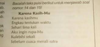 1 Tema Puisi Di Depan Adalaha Pertemuan Lima Hari Sekalib Kerinduan Pada Kekasihc Pendekatan Brainly Co Id