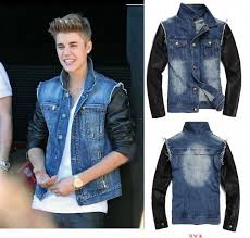 Image Result For Half Denim Half Leather Jacket Leatherjacketsformenblue Leather Sleeve Jacket Denim Jacket Men Jean Jacket Men