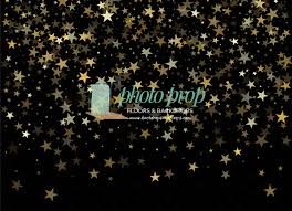 Falling Stars Black Gold Stars Photography Backdrop (Stars 42)