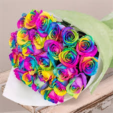 At flowers delivered today, you can send flowers to anyone anywhere in the usa! 24 Rainbow Rose Vase Arrangement Rainbow Rose Delivery Service