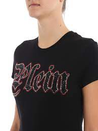 Stampe con teschi e fiamme, pennellate grafiche e motivi tribali: Philipp Plein Gothic Strass Logo T Shirt ØªÛŒ Ø´Ø±Øª Wtk1608pte003n02