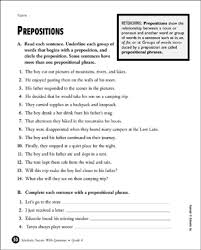Prepositions Grade 4 Printable Test Prep Tests And