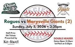 Marysville Giants VS Medford Rogues Double Header PEL