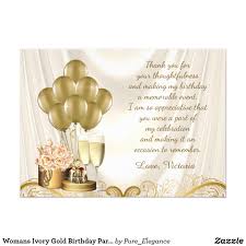 Thank You Gifts For 50th Birthday Party Womans Ivory Gold Birthday Party Thank You Cards Gold Birthday Party Gold Birthday Birthday Thank You Cards