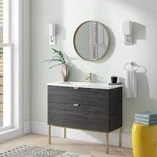 Our bathroom frames and cabinet legs are specially made for the different series of our bathroom furniture. 40 Modern Bathroom Vanity Smug Oak Wood Gold Handle And Legs 40 X 33 X 18 Cabinet Sink On Sale Overstock 30330317