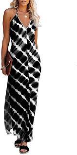 Maybe you would like to learn more about one of these? Ecosunny Women S Casual Maxi Dress Tie Dye Spaghetti Strap V Neck Loose Split Long Dress With Pocket At Amazon Women S Clothing Store