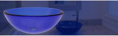 Glass, vessel bathroom sinks : Novatto Blu Glass Vessel Bathroom Sink Blue Tig 8025 Amazon Com