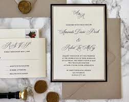 Taupe And Black Wedding Invitations Are Classic And Unique This Pair Is Featur Wedding Invitations Diy Elegant Glitter Invitations Shimmer Wedding Invitations