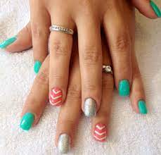 Turquoise Silver And Salmon Gels Done Here At Tasha S Day Spa Nails How To Do Nails Gel Nails