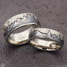 Love The Mountains Consider Our Hand Carved Mountain Wedding Bands Choose Your Favorite M Mens Wedding Rings Aquamarine Engagement Ring Diamond Wedding Bands